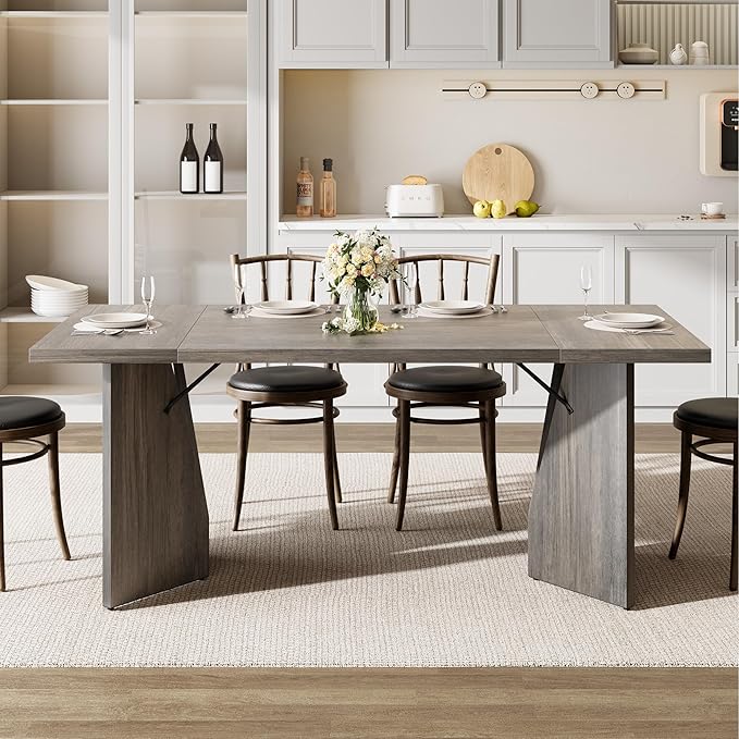 GarveeHome Dining Room Table 6, 70.9'' Rectangular Kitchen Table Dining Room - Image 4