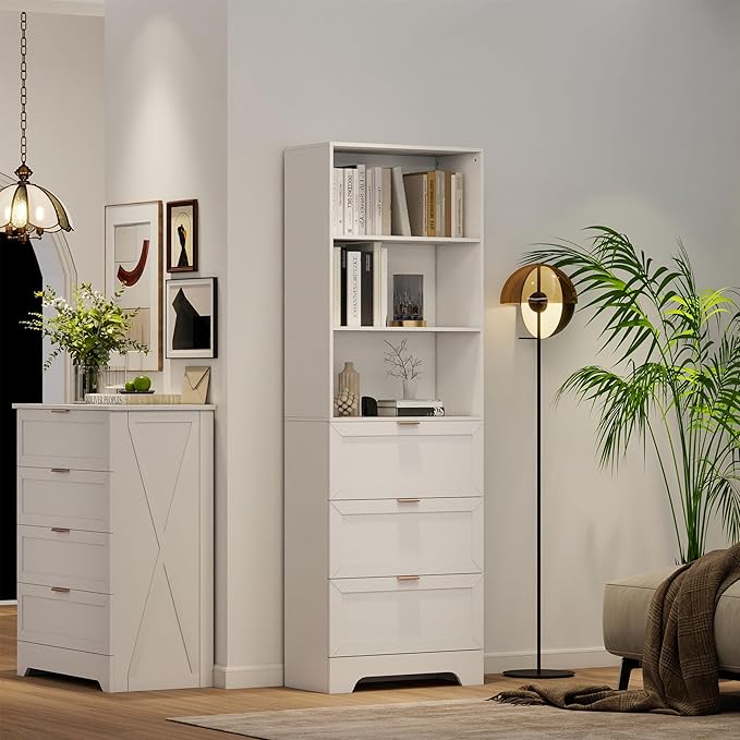 71" Tall Modern White Bookshelf - Image 4
