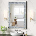 Crystal Crush Diamond Mirror-40 x28 Silver Mirror, Gorgeous Wall Mirror by GOAND