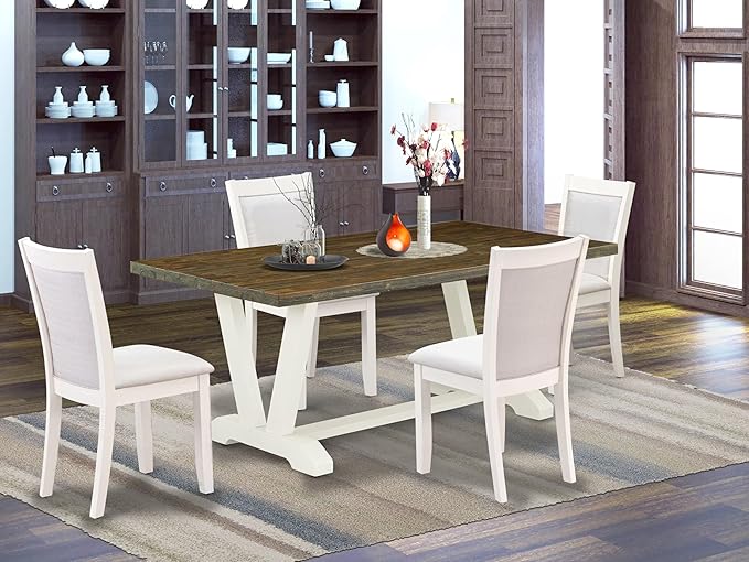 East West Furniture V077MZ001-5 5 Piece Kitchen Table Set - Image 2