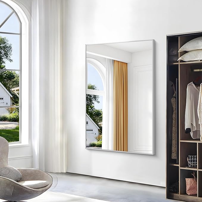 BONEWEI Silver Bathroom Mirror, 55x36 inch Wall Mirror - Image 3