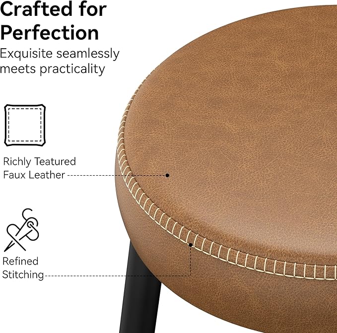 Counter Height Bar Stools, Upholstered Faux Leather Kitchen Counter Stools - Image 4