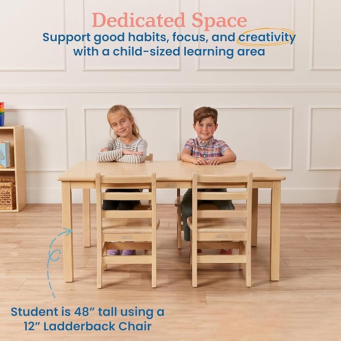 ECR4Kids 30in x 48in Rectangular Hardwood Table - Image 4