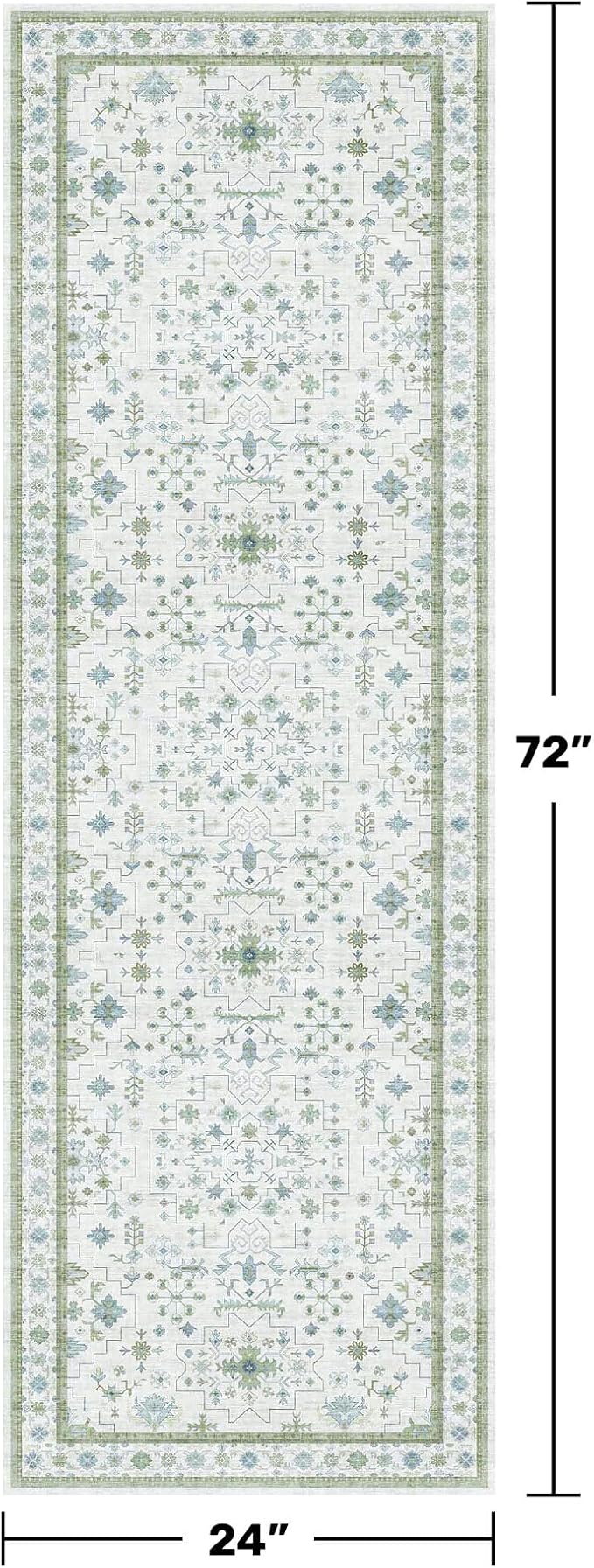 Blue and Green 2x6 Boho Bathroom Runner - Image 2