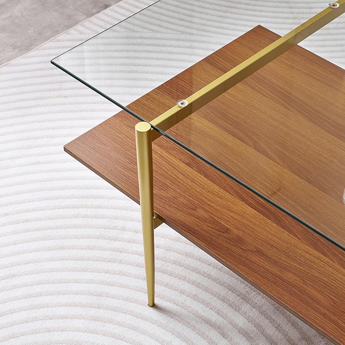 X-Large Rectangle Glass Coffee Table, Mid-Century Modern Design, - Image 5