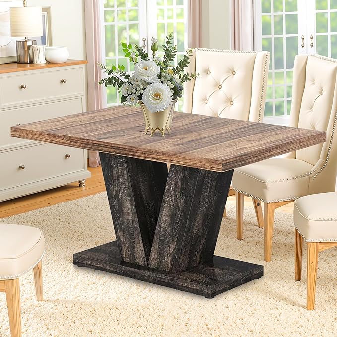 47 Inch Dining Table for 4, Farmhouse Dinner Table Wooden Kitchen Tables - Image 8