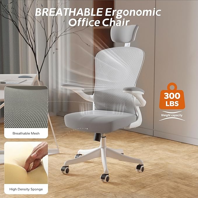 Ergonomic Office Chair with Adjustable Lumbar Support & Flip-Up Armrests - Image 6