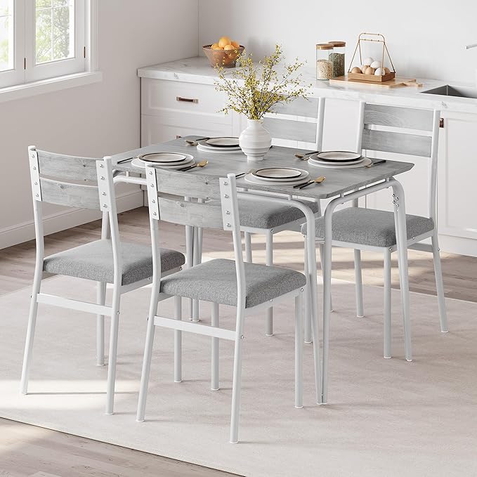 Dining Table for 4, Small Table and Chairs Set of 4, Square Dinette Set for 4 by GarveeHome