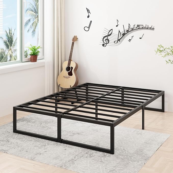 16 Inch Bed Frame Queen Size Heavy Duty Steel Slat Support Metal Platform Queen - Image 6