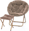 MoNiBloom Round Folding Faux Fur Saucer Chair by Monibloom
