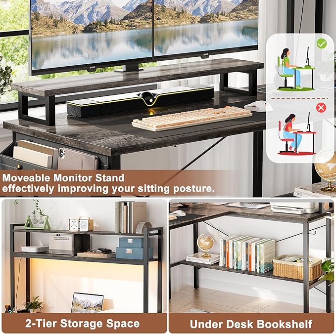 Aheaplus L Shaped Gaming Desk - Image 6