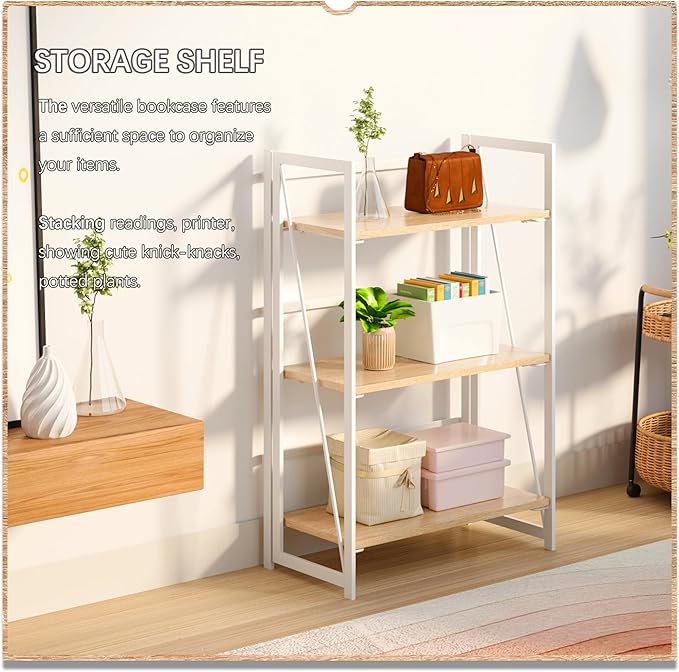 4NM No Assembly 3 Tiers Book Shelves, Living Room, Home Office - Image 4