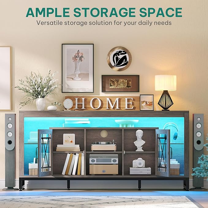 YITAHOME 33.5'' Tall TV Stand for 75 inch TV, LED Entertainment Center - Image 4