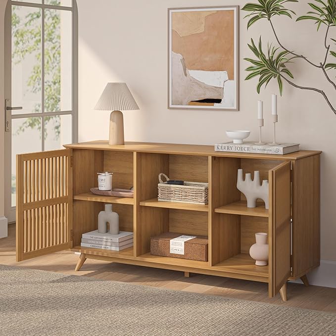 Plank+Beam Mid-Century Modern Wood TV Stand, Solid Wood Entertainment Console - Image 8