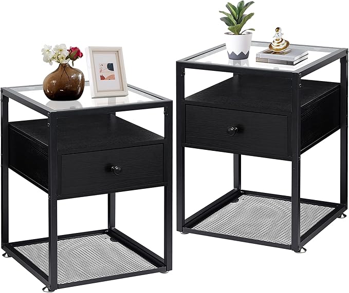 VECELO End Table, Modern Nightstand by VECELO