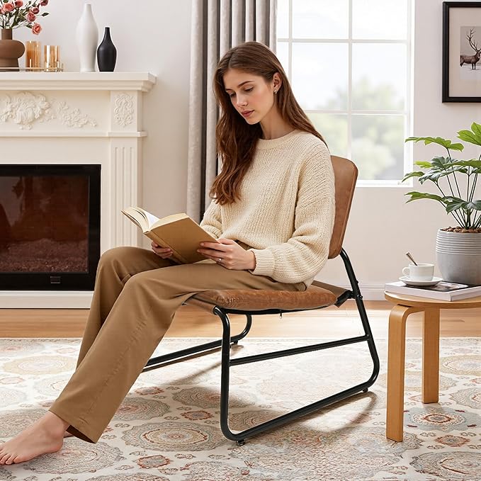 DAICO Modern Accent Chair Comfy Living Room Chair Armless Sling Accent Chairs by DAICO