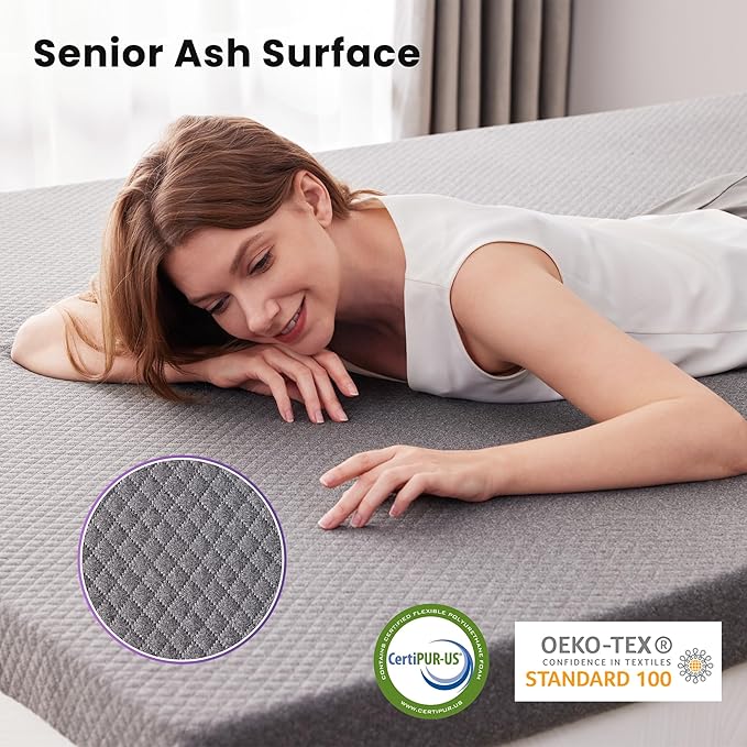 SINWEEK 3 Inch Gel Memory Foam Mattress Topper Twin Size, Pad - Image 3