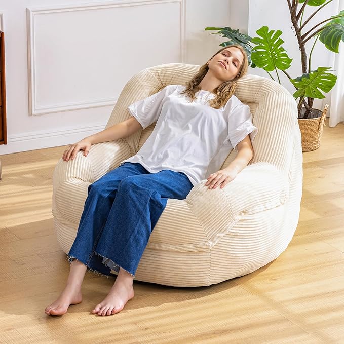 Giant Bean Bag Chair with Armrests by SnugSofeeFoamSofa