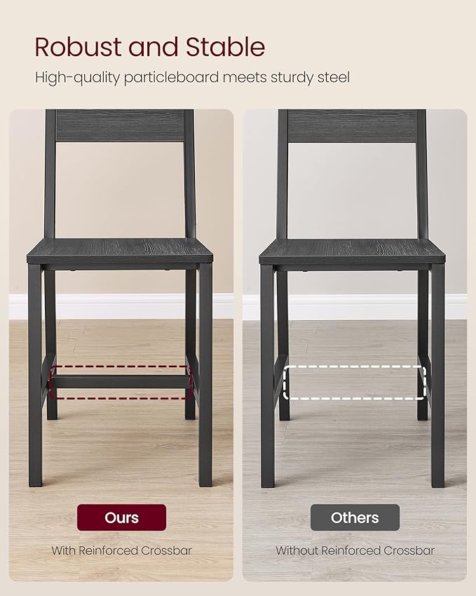 VASAGLE Dining Chair Set of 2, Rustic Wood Chairs - Image 5