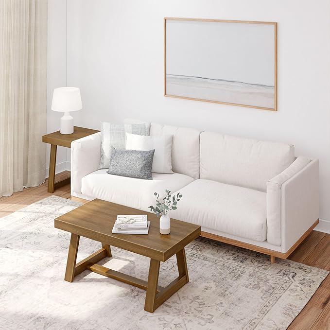 Plank+Beam Classic Rectangular Coffee Table, 40 Inch Farmhouse Coffee Table - Image 7