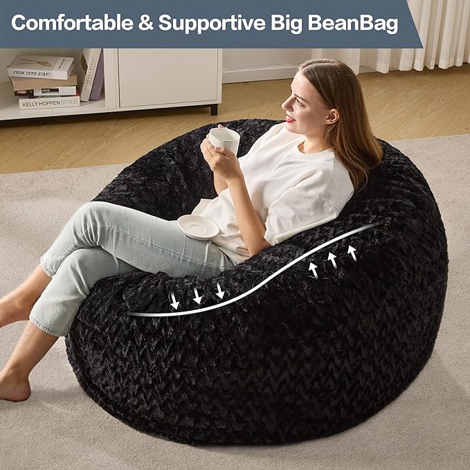 Hobestluk 3ft Bean Bag Chairs for Adults Large Beanbag Chair - Image 6