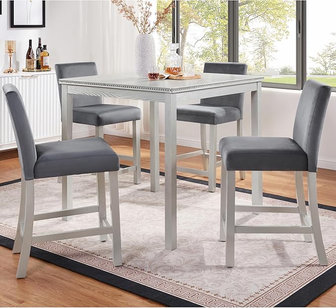 KEIKI 5-Piece Counter Height Dining Table Set - Image 2