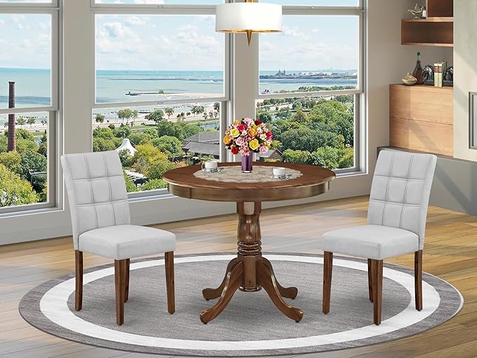 East West Furniture ANAS3-AWA-27 3 Piece Modern Dining Set consists A Dinning - Image 2
