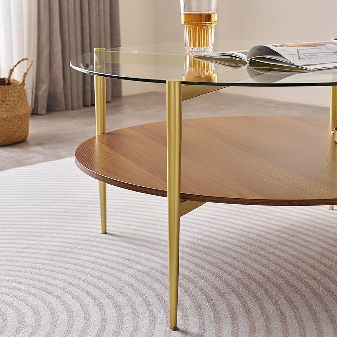 Extra Large Round Coffee Table, Mid-Century Modern Design, D34 x H17 in - Image 6
