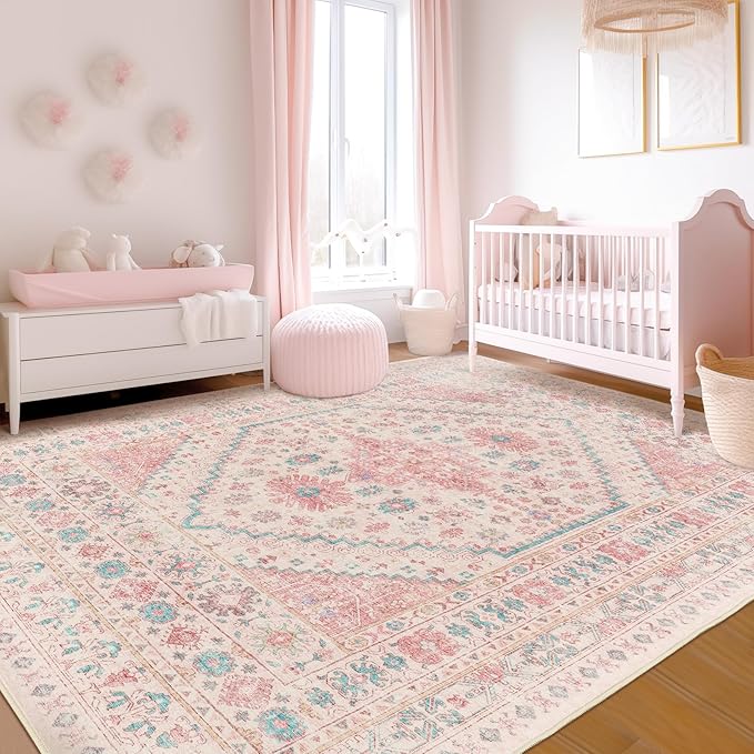 zesthome 8x10 Area Rugs for Girls Bedroom, Non-Slip Backing Washable Rugs - Image 3