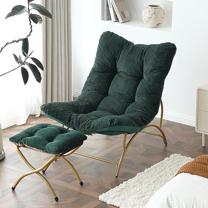 Welnow Accent Chair with Ottoman, Lounge Comfy Soft Leisure Metal Frame Reading by LifeGetsBetterWithWelnow