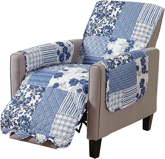 Great Bay Home Patchwork Scalloped Printed Furniture Protector Stain Resistant by GreatBayHome