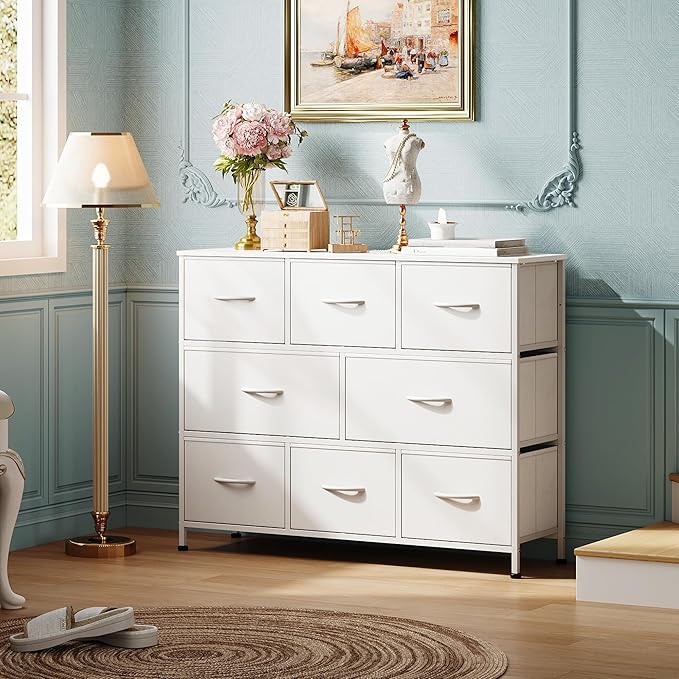WLIVE 8 Drawer Dresser for Bedroom, Fabric White Dresser - Image 9