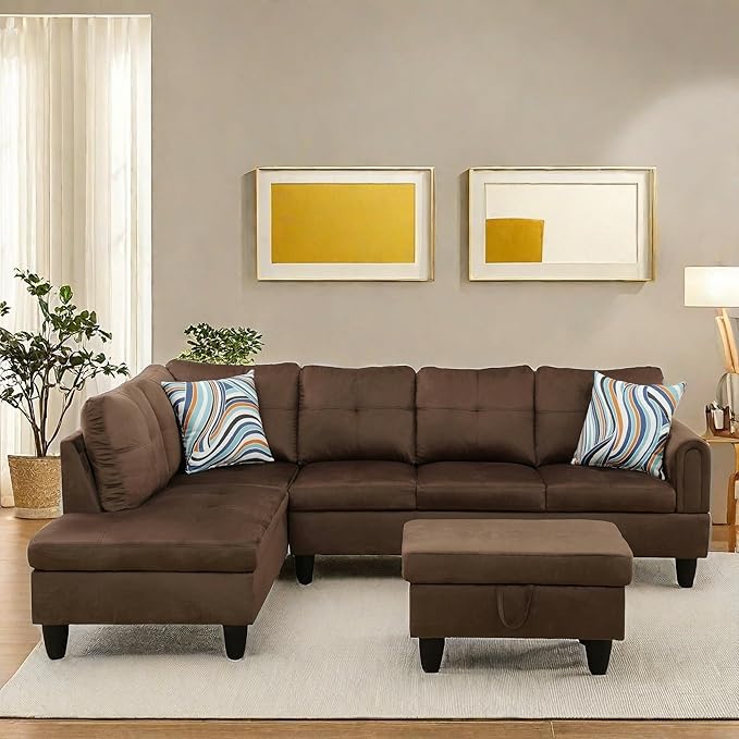 NAYSAYE Sectional Couch with Ottoman Storage, L Shaped Couch Sofa Furniture Sets - Image 3