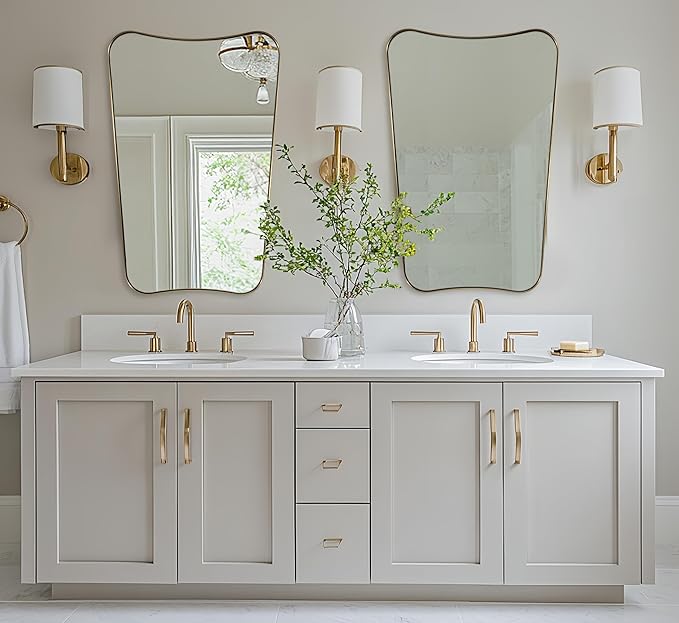 Gold Bathroom Mirror, Irregular Wall Mirror - Image 2