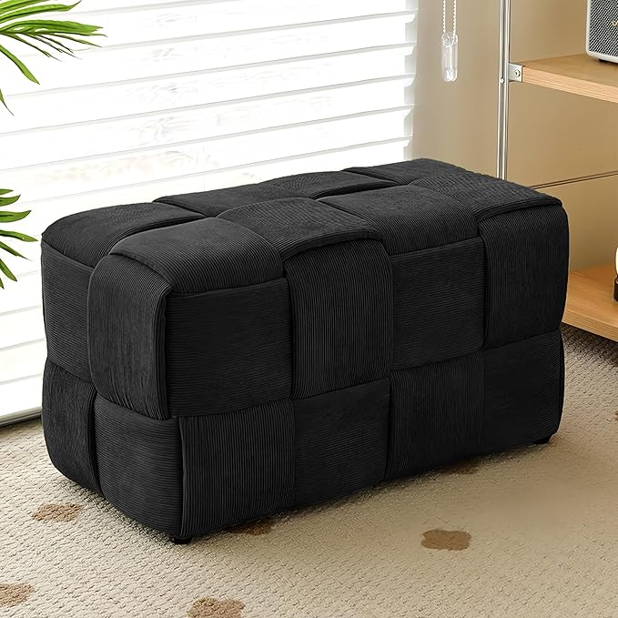 Ottoman Foot Rest Soft and Comfortable Ottoman Square Corduroy Woven Design - Image 2