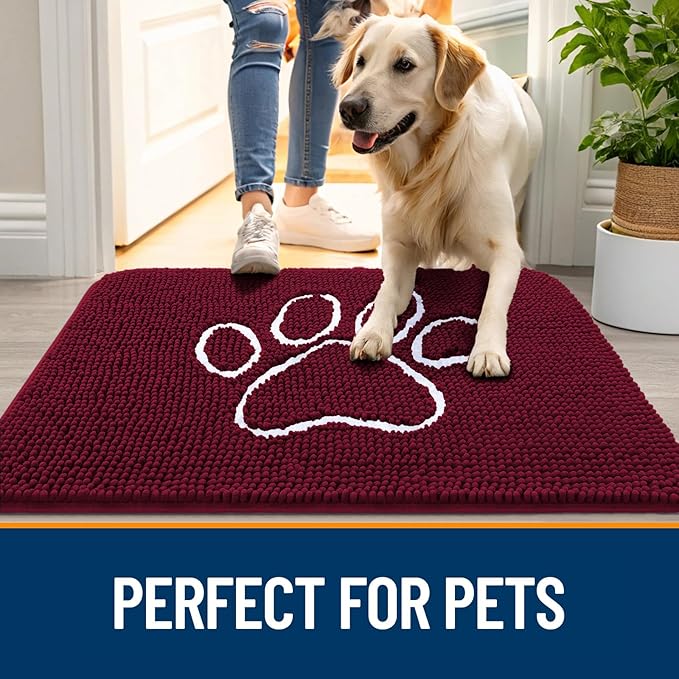 OLANLY Door Mat for Muddy Dog Paws 30x20, Ultra Absorbent Chenille Mud Doormat - Image 6