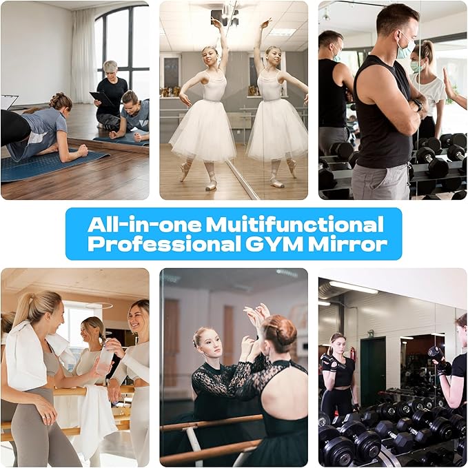 Hasipu 2Pcs 63''x28'' Home Gym Mirror Large Full Length Wall Mounted Full Body - Image 6