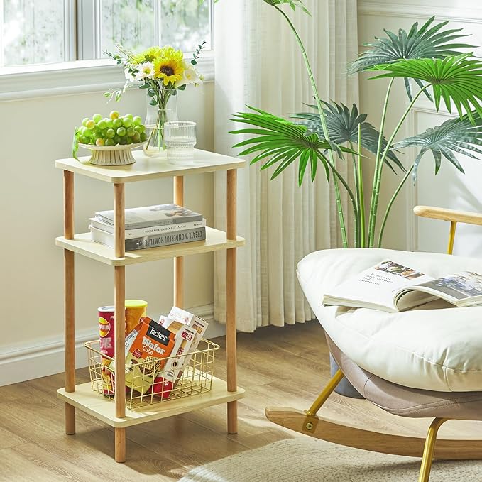 IBUYKE 3-Tier Side Table, Solid Wood Tall End Table - Image 6