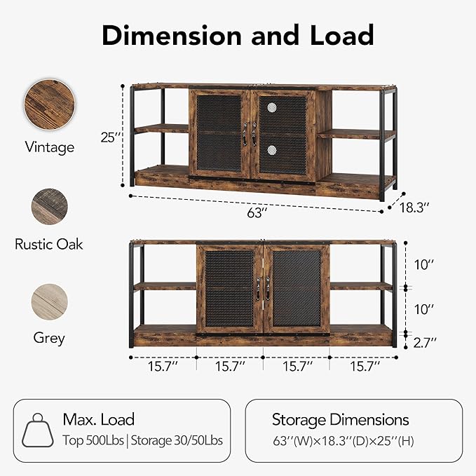 GarveeHome Farmhouse TV Stand for 65/75 inch TV, Entertainment Center - Image 2