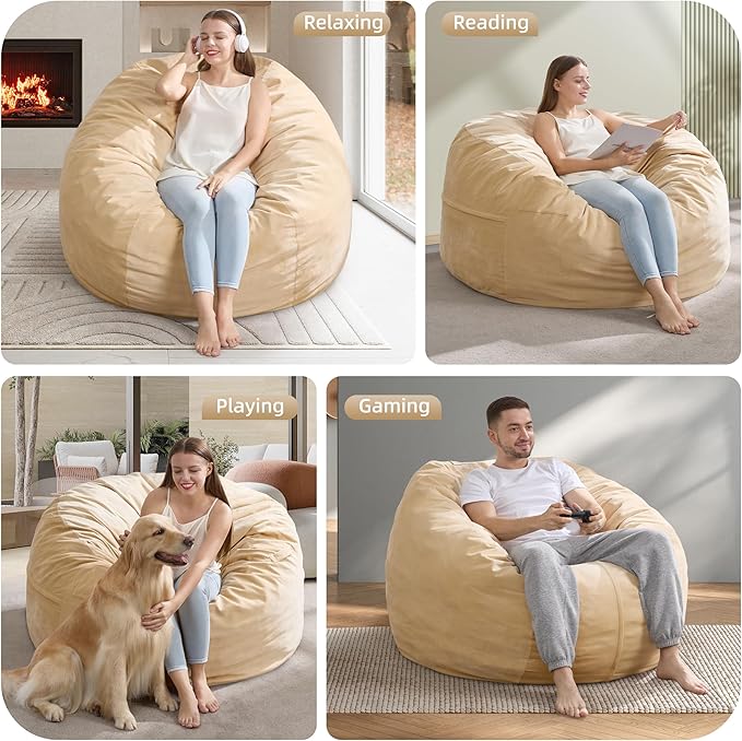Hobestluk 4FT Bean Bag Chair Giant Bean Bag Chairs - Image 5