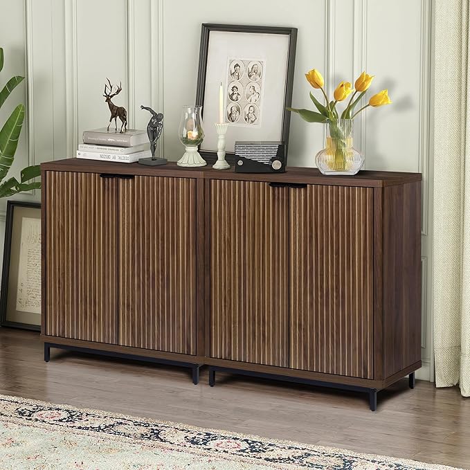 Buffet Cabinet with Storage Accent Sideboard Modern Credenza with 2 Doors & 3 - Image 3
