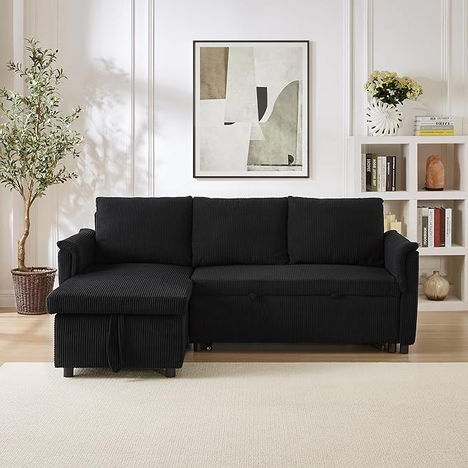 Ball & Cast L-Shape Reversible Sectional Sleeper Sofa Bed 4 in 1 Pull Out Couch - Image 4