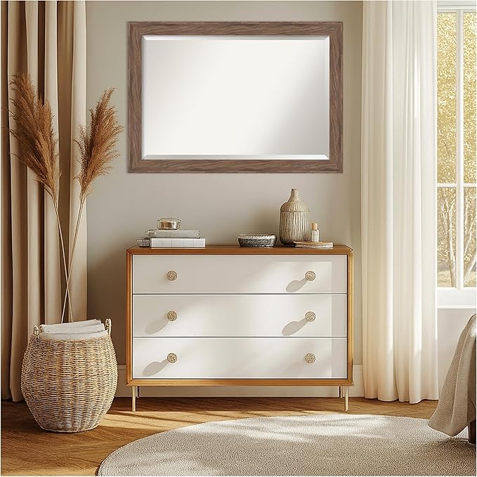 Amanti Art Brown Wall Mirror 29x41 Pia Medium Brown Rectangle Bathroom Mirror - Image 6