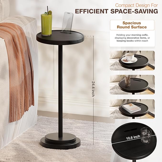 Drink Table, 24.4" Tall Compact Side Table - Image 2