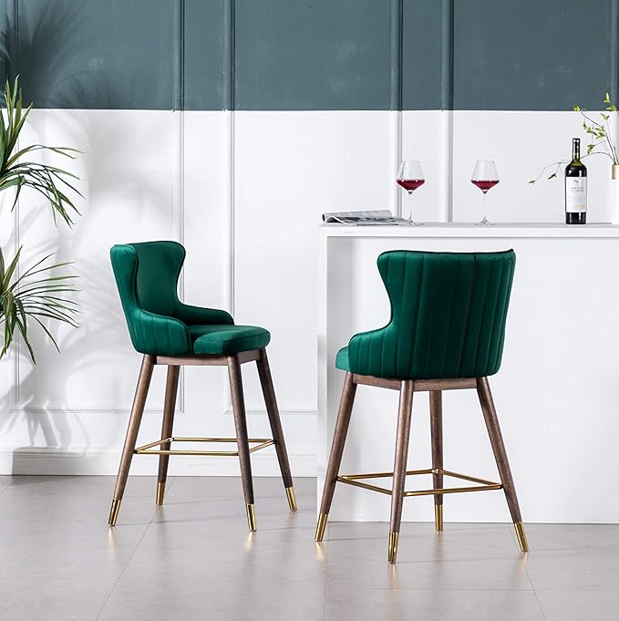 Roundhill Furniture Leland Fabric Upholstered Counter Height Wingback Stools - Image 7