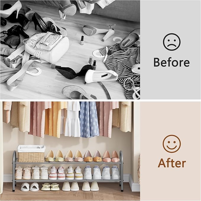 Hoctieon 2 Tier Shoe Rack for Closet, Durable Mesh Style Shoe Rack, Entryway - Image 9
