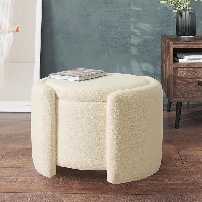 Furniliving Upholstered Button Tufted Round Ottoman, Ottoman by FurnilivingFurnitureforHome