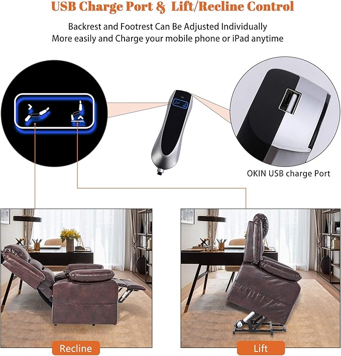 S*MAX Lift Chairs Recliners for Elderly Power Recliner Chairs Full Air Leather - Image 4