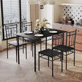 5 Piece Dining Table Set, Modern Metal&Wood Kitchen Dinner Table by ErdoruLiving
