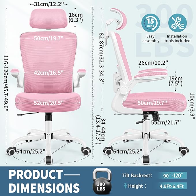 FelixKing Ergonomic Office Chair, Headrest Desk Chair Office Chair - Image 2